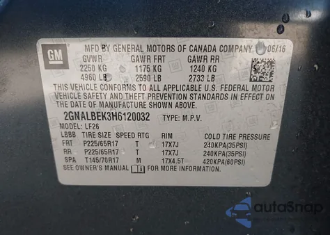 2017 Chevrolet Equinox Ls z USA, uszkodzony, nr VIN 2GNALBEK3H6120032